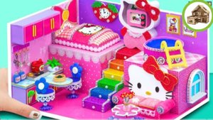 Миниатюрный домик hello kitty с бассейном из картона подарок для детей #41