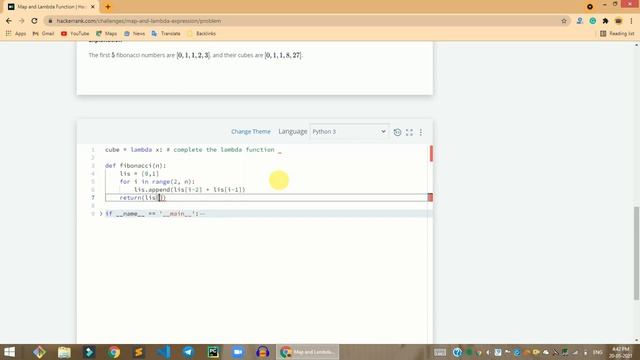 HackerRank Map and Lambda Function problem solution in Python | Python problems solutions