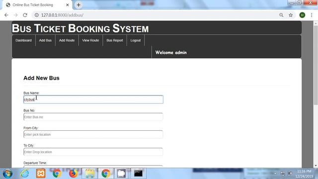 Bus Reservation System Project  |  Python Django Bootstrap