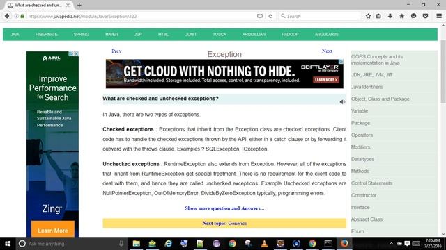 What are checked and unchecked exceptions?
| javapedia.net смотреть онлайн