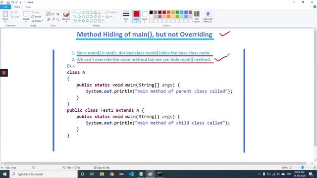 How to hide main method in java or what is method hiding in Java in Hindi - Lecture 9 by Manoj Kuma