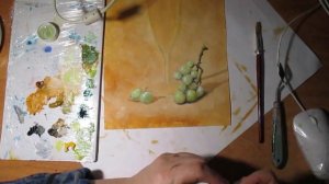 Виноград и бокал вина!Натюрморт.