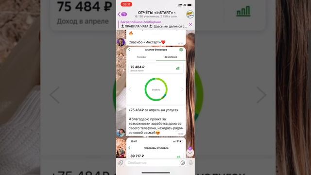 Заработок с проектом Instastart!