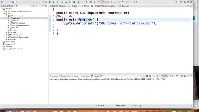Factory Design pattern in java with Example | Factory Method Design Pattern using java with STS