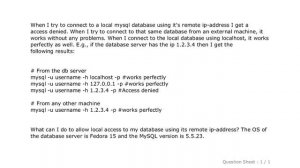 MySQL : mysql: connection refused when trying to connect to localhost using remote IP