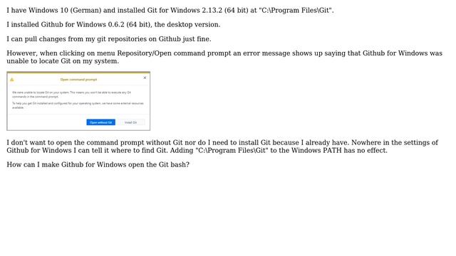 Github for Windows unable to locate Git on my system when opening the command prompt смотреть онлайн