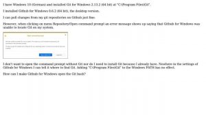 Github for Windows unable to locate Git on my system when opening the command prompt
