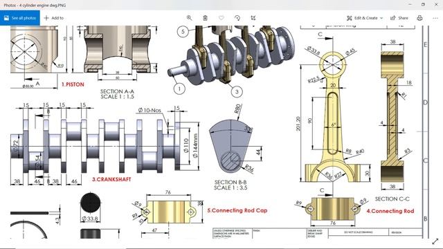 Four Cylinder engine in Solidworks