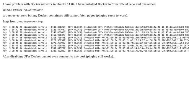 Ubuntu: Docker is blocked by UFW смотреть онлайн