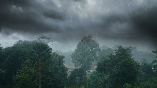 Тропический штормовой ливень.Звуки дождя и грома,ураганный ветер для снятия стресса,отдыха,медитаци смотреть онлайн
