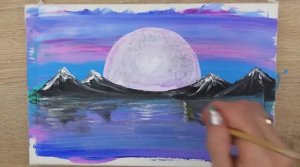 РАЗВИВАШКА для детей и родителей! Пейзаж "Ночная луна"  // Акриловая живопись! Рисование с KidsTime