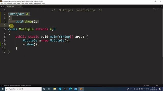 multiple inheritance using interface in java | Learn Coding