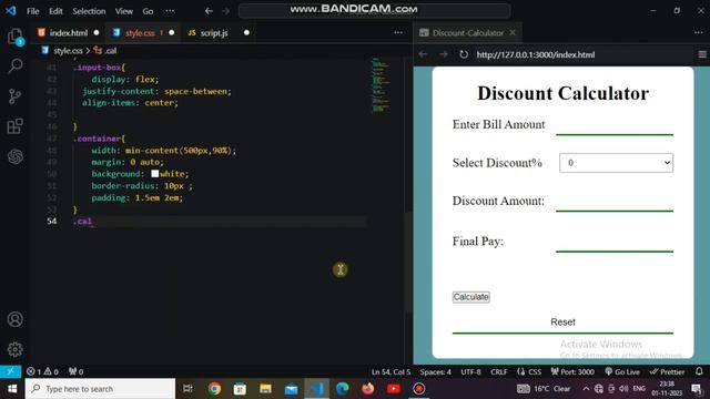 Discount Calculator Using Html Css Javascript Mini project Step-by-Step ?☑️