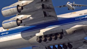 Посадка гиганта Ан-124 "Руслан" крупным планом. Шереметьево, 12.2022