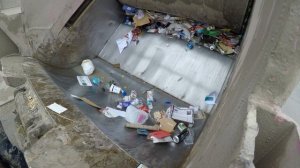 Garbage Truck Rear Loader Hopper View, Recycling