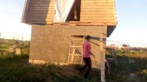 Уборка в бане.Пилим дрова.Наш первый дровяник.