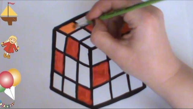 Rubik's Cube Coloring and Drawing Learn Colors for Kids, Toddlers| Раскраска для детей КУБИК РУБИКА смотреть онлайн
