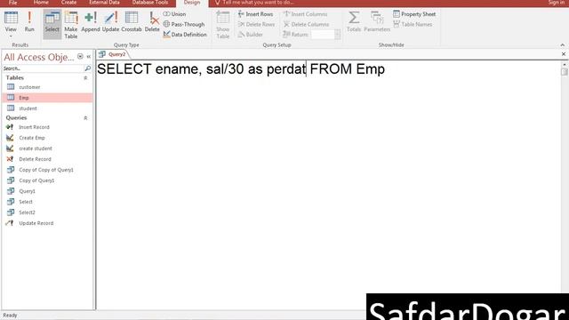 SQL with Microsoft Access 2016| Arithmetic Operator |  Calculate Age from DATE of Birth in SQL - 12