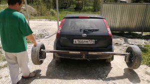 Теперь поворотный подкат перевозится "за бортом" на штатном шаре ТСУ 50 мм