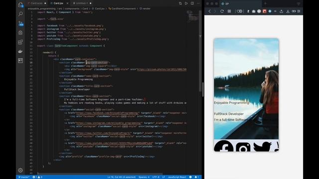 Learning - SASS/SCSS Profile Card with React