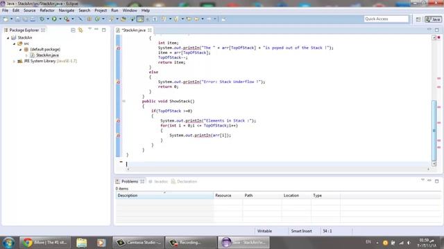 Eclipse - Stack (Push and Pop) using Java смотреть онлайн