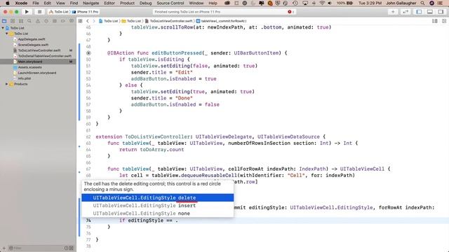 Ch. 5.5 Deleting and Moving Table View Cells смотреть онлайн