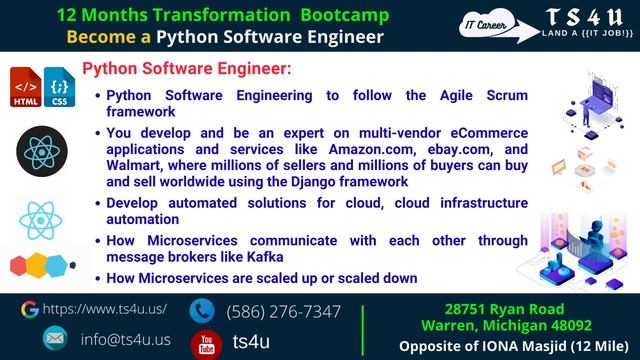 100% to get an IT job as a Python Full-Stack Software Engineer after successfully completing.