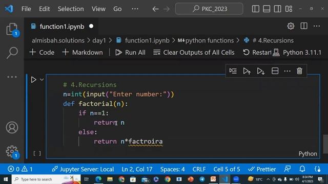 Python Function | Function Arguments | Recursions | Return Type Function | Python for Beginners| 07