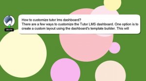 How to customize tutor lms dashboard?