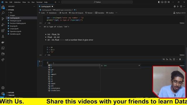 Type Casting in python | Python For Data Science | Python Tutorial #7