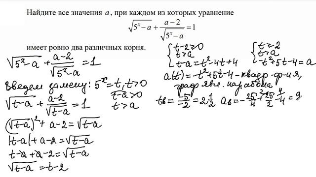 Математика ЕГЭ. Показательно-иррациональное уравнение с параметром. смотреть онлайн