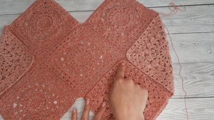 DIY Безотрывное соединение квадратов //Летний топ крючком