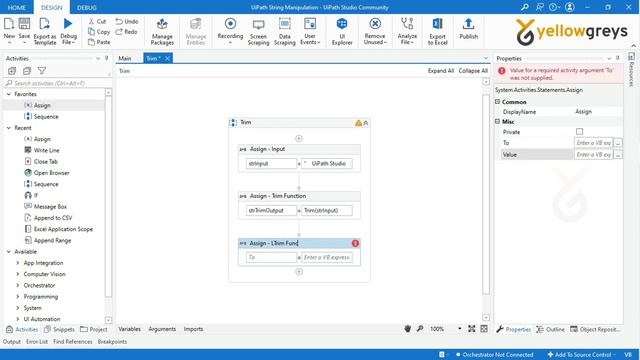 UiPath String Manipulation | Trim | LTrim | RTrim Function | Yellowgreys - YouTube