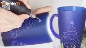 Новогодняя гравировка на кружке с гравером Pebaro