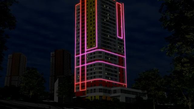 Архитектурная подсветка ЖК "Риверсайд" г.Уфа, ул.Златоустовская 20/3 смотреть онлайн