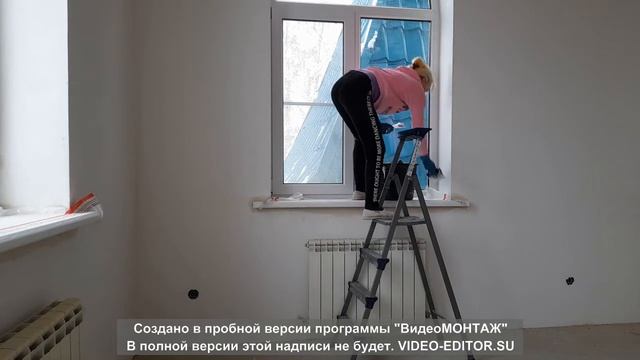 Шпаклевка откоса по стеклохолсту. Трещины в стенах. смотреть онлайн