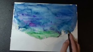 рисуем звездное небо акварелью 2