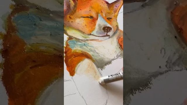 ? Рисуем корги масляной пастелью. смотреть онлайн