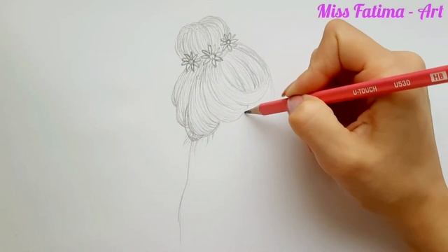 How to draw a girl with a Messy Bun Hair - Как нарисовать Девушку - Причёску карандашом смотреть онлайн