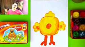 Рисуем ЦЫПУ из мультика Ми-ми-мишки красками Гуашь