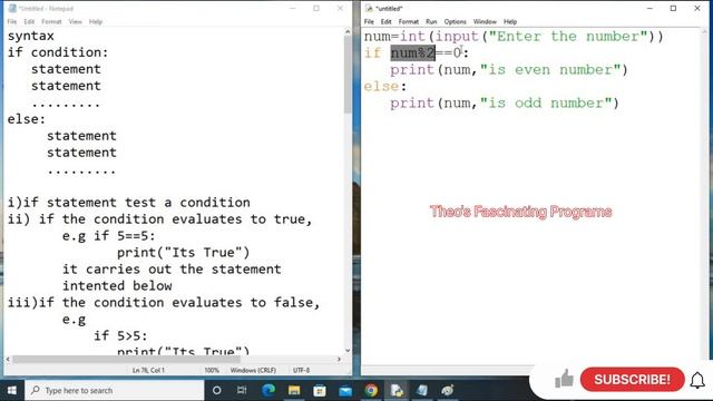 If else in python||If syntax in python|If statement example programs|If statement execution|#python