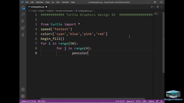 python turtle graphics tutorial || #design16  || Python graphics