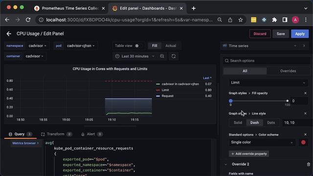 How to monitor Containers in Kubernetes using Prometheus & cAdvisor & Grafana? CPU, Memory, Network
