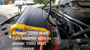 2000 watt Inverter on Truck Battery Running 1000 watt Microwave via Jumper Cables