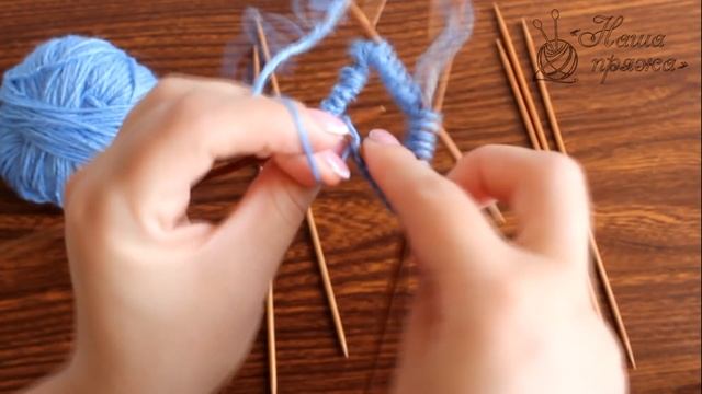 Итальянский набор петель при вязании по кругу для резинки 2*2 и 1*1