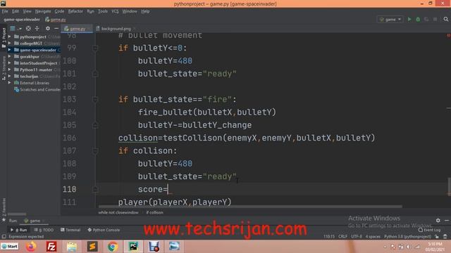 Space -Invader Game Development Tutorial in Python using Pygame Library in Hindi | Urdu | Part-4