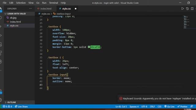 Login Form Validation using HTML CSS & Javascript