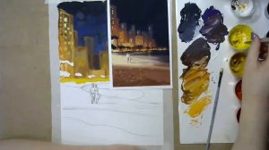 Рисуем Ночной город.Прямая трансляция