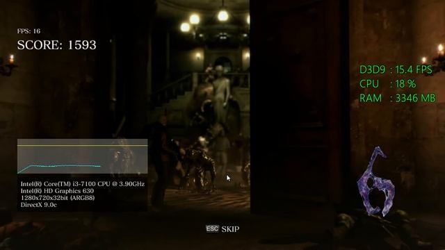 Intel HD Graphics 630 -- Intel Core i3-7100 -- Resident Evil 6 Benchmark смотреть онлайн