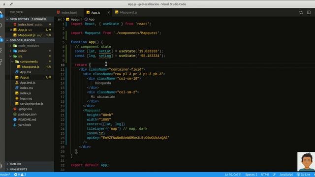 ReactJS App + geolocalización + mapquest map + mapquest API - parte 1 смотреть онлайн